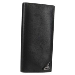 PRADA Wallet Safiano leather Black Auth 156712V